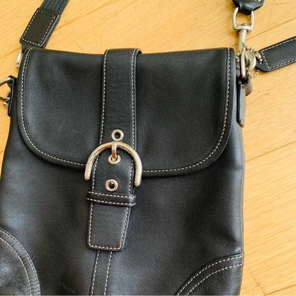❌ SOLD ❌ COACH Black Leather Soho Flap Top Crossbody Bag - Picture 8 of 12